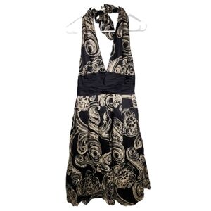 Adrianna Papell Black and Cream Backless Dress